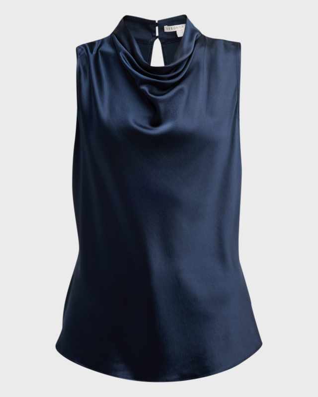 Tam Silk Sleeveless Cowl Neck Top